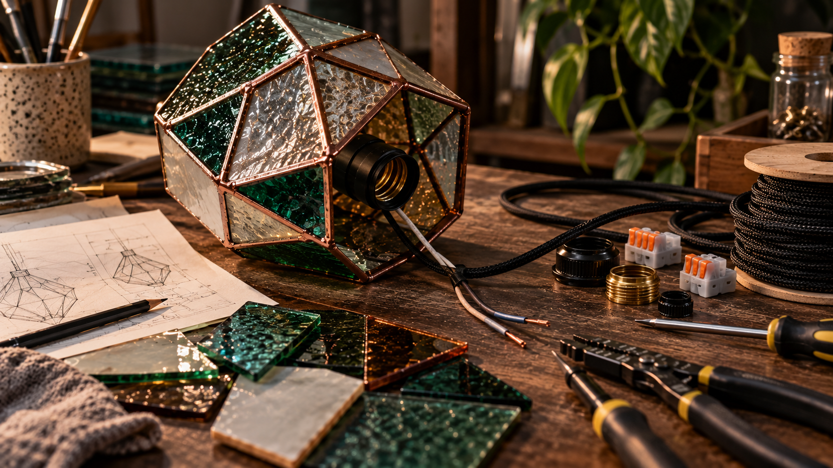 Fabrication d'un luminaire à l'atelier